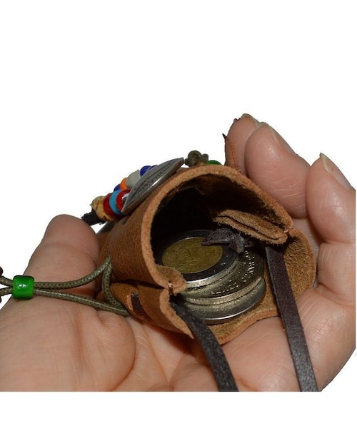 Handmade（ハンドメイド）の「鹿革 ミニ巾着袋 宝物入れ ネックレス