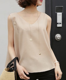 DHOLIC | Vネッククロップドフレアブラウス(タンクトップ)