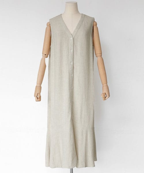DHOLIC（ディーホリック）の「フロントボタンスリーブレスロングワンピース（ワンピース・レディース・ブラック/ベージュ・FREE）」の2枚目の写真