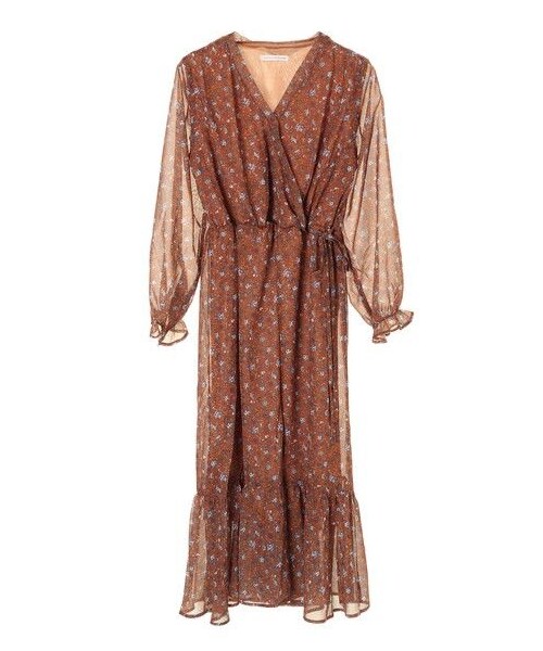 E hyphen world gallery（イーハイフンワールドギャラリー）の「花柄カシュクールワンピース（ワンピース/ドレス・ブラック/ブラウン/グリーン・F）」の9枚目の写真