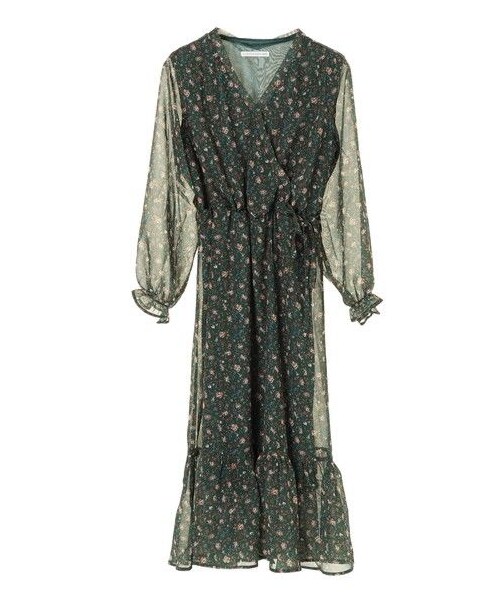 E hyphen world gallery（イーハイフンワールドギャラリー）の「花柄カシュクールワンピース（ワンピース/ドレス・ブラック/ブラウン/グリーン・F）」の8枚目の写真