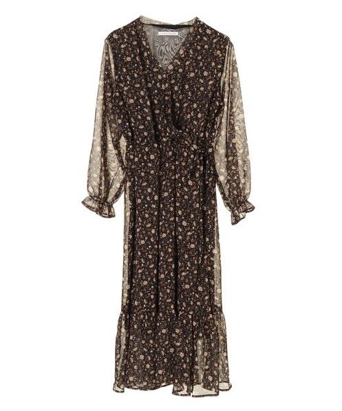 E hyphen world gallery（イーハイフンワールドギャラリー）の「花柄カシュクールワンピース（ワンピース/ドレス・ブラック/ブラウン/グリーン・F）」の7枚目の写真