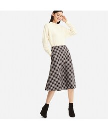 UNIQLO | チェックフレアスカート(ハイウエスト・丈標準71~74cm)(スカート)