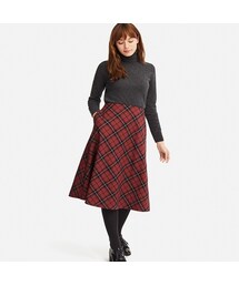 UNIQLO | チェックフレアスカート（ハイウエスト・丈標準71～74cm）(スカート)