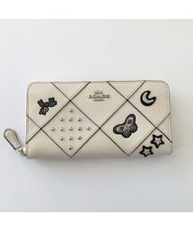 美品　コーチ　ＣＯＡＣＨ　パッチワーク 長財布 ブラック グレー　送料込 COACH コーチ 長財布 メンズ ぺブルドレザー アメリカン