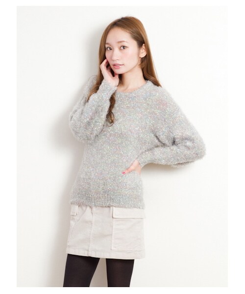 E hyphen world gallery（イーハイフンワールドギャラリー）の「【Special Price】ニットプルオーバー（ニット・セーター・レディース・ピンク/ライトグリーン/ライトグレー/アイボリー・F）」の2枚目の写真