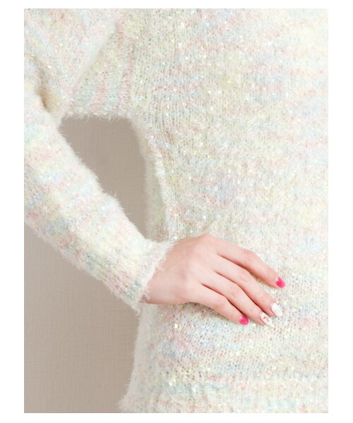 E hyphen world gallery（イーハイフンワールドギャラリー）の「【Special Price】ニットプルオーバー（ニット・セーター・レディース・ピンク/ライトグリーン/ライトグレー/アイボリー・F）」の9枚目の写真