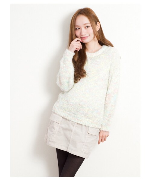 E hyphen world gallery（イーハイフンワールドギャラリー）の「【Special Price】ニットプルオーバー（ニット・セーター・レディース・ピンク/ライトグリーン/ライトグレー/アイボリー・F）」の5枚目の写真