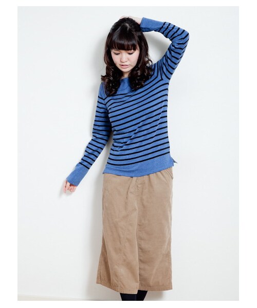 SEVENDAYS=SUNDAY(セブンデイズサンデイ)の「パネルボーダートップス(カットソー・レディース・ネイビー/キャメル/マスタード/ブラック/グリーン/ボルドー・L/M)」の1枚目の写真