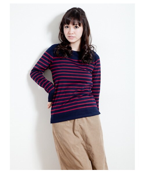 SEVENDAYS=SUNDAY(セブンデイズサンデイ)の「パネルボーダートップス(カットソー・レディース・ネイビー/キャメル/マスタード/ブラック/グリーン/ボルドー・L/M)」の6枚目の写真