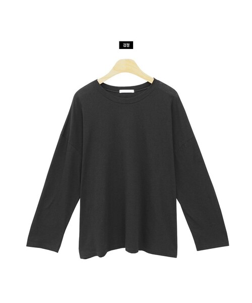 Dailyabout(デイリーアバウト)の「ラウンドネック長袖Tシャツ(Tシャツ/カットソー・レディース・グリーン/ブラック/ホワイト/イエロー/ミント・FREE)」の3枚目の写真