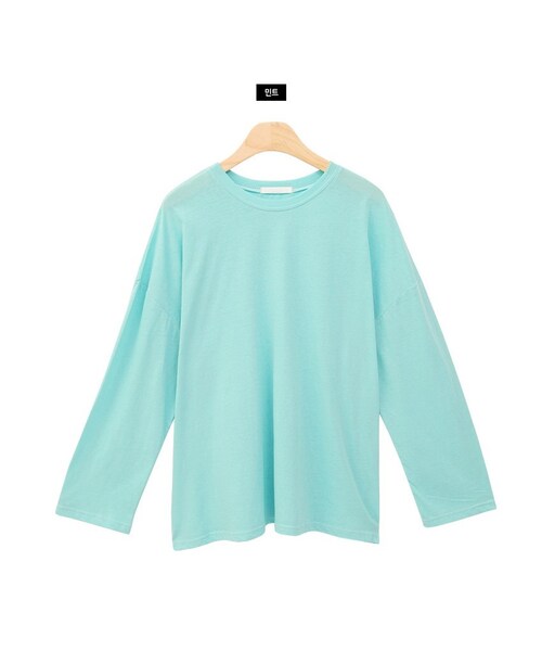 Dailyabout(デイリーアバウト)の「ラウンドネック長袖Tシャツ(Tシャツ/カットソー・レディース・グリーン/ブラック/ホワイト/イエロー/ミント・FREE)」の5枚目の写真