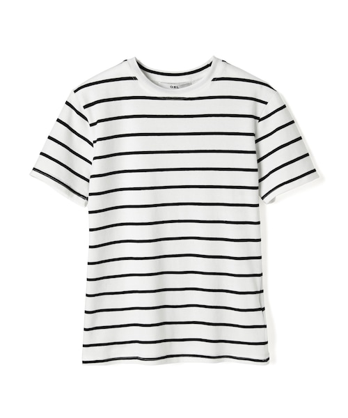 GRL(グレイル)の「ボーダーTシャツ(Tシャツ/カットソー・レディース・オフホワイト×黒・F)」の1枚目の写真