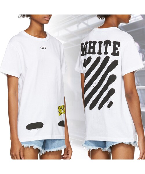 お気に入り off-white オフホワイト スプレー Tシャツ - Tシャツ 