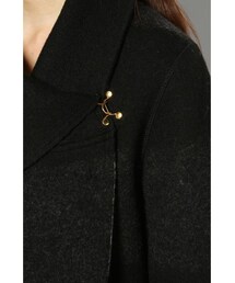 OUVRAGE CLASSE ラクーン ロング ふわふわ カーディガン ブルー 金ボタン畦ラグランニットカーディガン（カーディガン/ボレロ