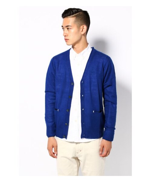 B.C STOCK（ベーセーストック）の「パッチロールカーデ（カーディガン・メンズ・グレー/ピンク/ブルー・38/40/42）」の2枚目の写真