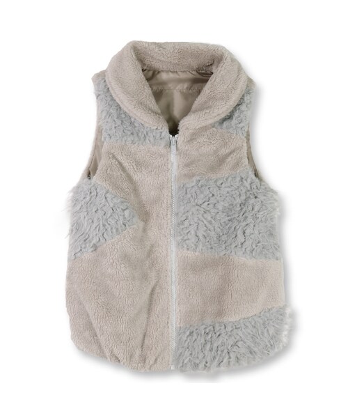 BRANSHES（ブランシェス）の「切り替えボアベスト（ベスト・キッズ・アイボリー/ライトグレー・SS～XL）」の2枚目の写真
