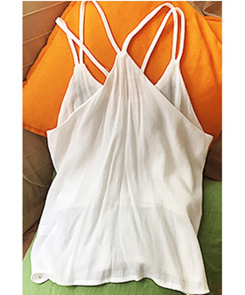 Tiffee SELECT（ティフィーセレクト）の「デコルテ刺繍ホワイト楊柳キャミソール（キャミソール・レディース・ホワイト・F）」の4枚目の写真