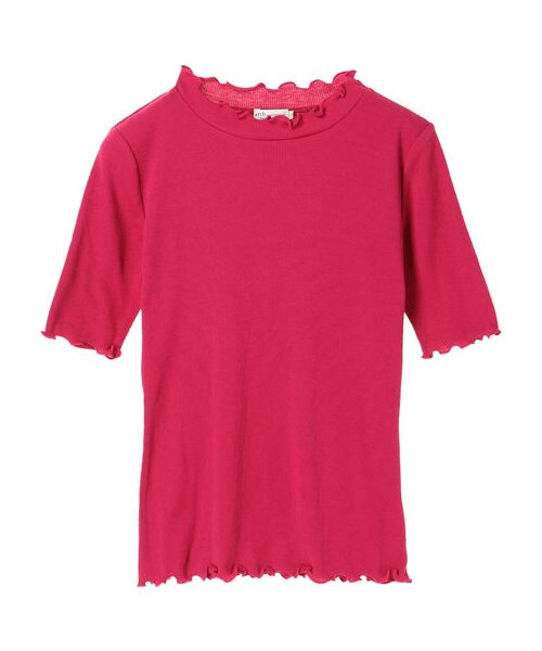 earth music&ecology（アースミュージックアンドエコロジー）の「・メロウリブ5分袖カットソー（トップス・アイボリー/杢ライトグレー/ブラック/ダークピンク/マスタード/ネイビー/マルチ/ダークグリーン・S/M）」の16枚目の写真