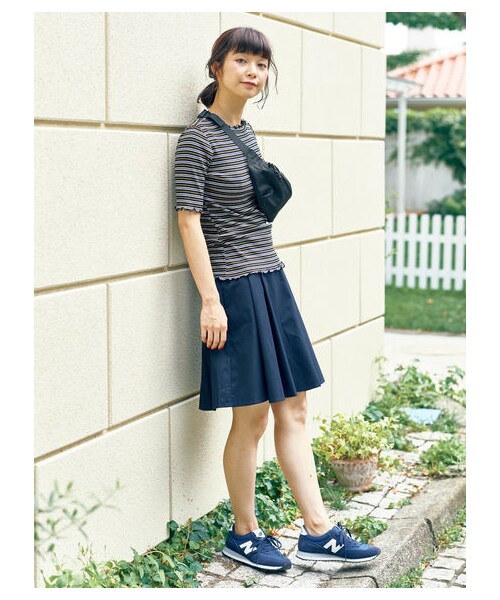 earth music&ecology（アースミュージックアンドエコロジー）の「・メロウリブ5分袖カットソー（トップス・アイボリー/杢ライトグレー/ブラック/ダークピンク/マスタード/ネイビー/マルチ/ダークグリーン・S/M）」の8枚目の写真