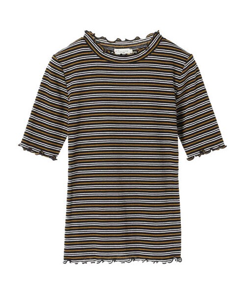 earth music&ecology（アースミュージックアンドエコロジー）の「・メロウリブ5分袖カットソー（トップス・アイボリー/杢ライトグレー/ブラック/ダークピンク/マスタード/ネイビー/マルチ/ダークグリーン・S/M）」の19枚目の写真