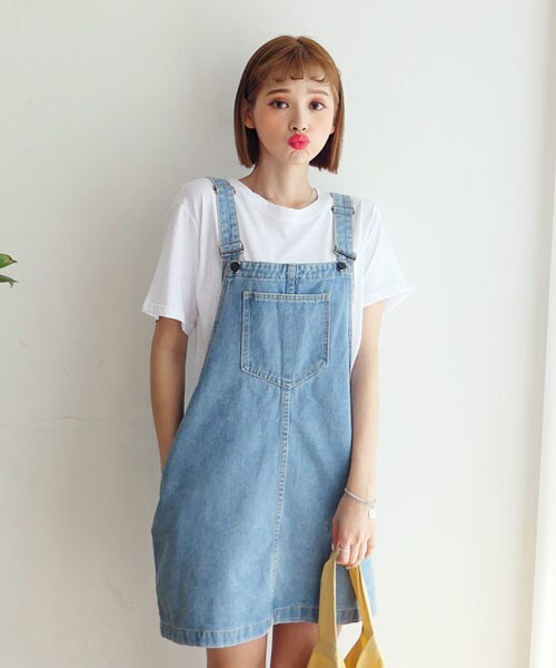 DHOLIC(ディーホリック)の「ポケットサロペットミニワンピース(ジャンパースカート・レディース・ホワイト/ブルー/ブラック・FREE)」の3枚目の写真