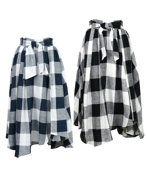 TEVALT(ヴァレット)の「Titilate Valet ビッグチェック ランダムヘム スカート〔67687〕(スカート・レディース・その他)」の1枚目の写真