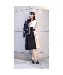 TEVALT | Titilate Valet バイカラースカート ベルト付き ハイウエスト ワンピース〔67669〕(ワンピース)