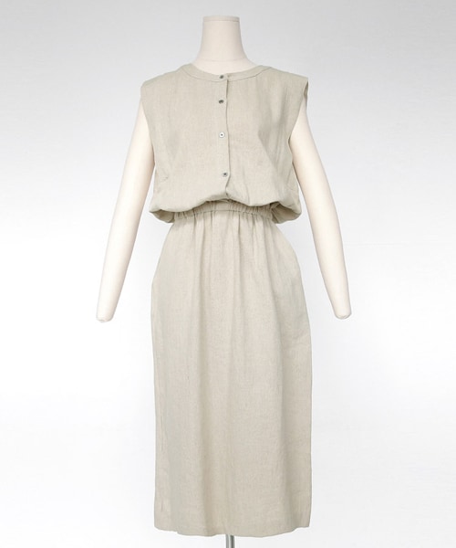 DHOLIC（ディーホリック）の「ラウンドネックスリーブレスワンピース（ワンピース・レディース・ブラウン/ベージュ・FREE）」の2枚目の写真