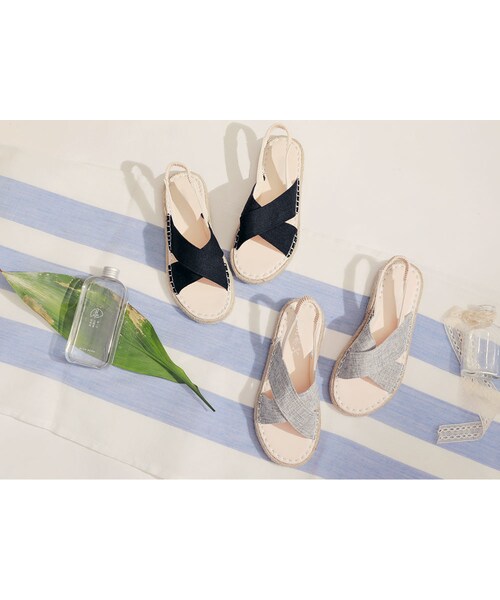 HOTPING（ホッピン）の「クロススリングバックサンダル（サンダル・レディース・グレー/ブラック・23.0~24.5cm）」の2枚目の写真