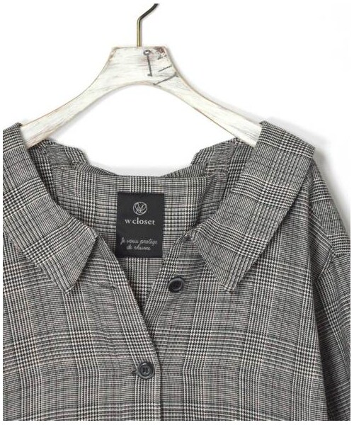 w closet(ダブルクローゼット)の「グレンチェック後ろレースアップ羽織り(ジャケット/アウター・レディース・ブラック×ベージュ/ブラウン・FREE/M/L)」の6枚目の写真