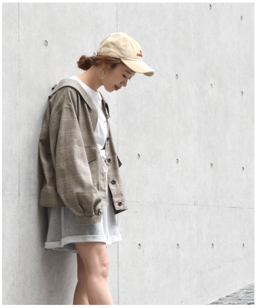 w closet(ダブルクローゼット)の「グレンチェック後ろレースアップ羽織り(ジャケット/アウター・レディース・ブラック×ベージュ/ブラウン・FREE/M/L)」の12枚目の写真