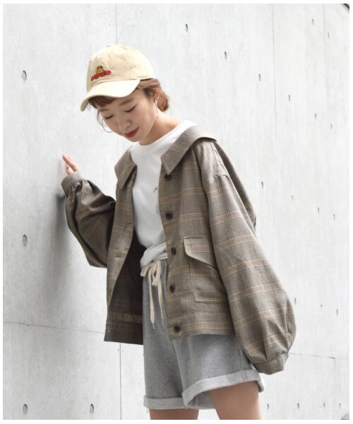 w closet(ダブルクローゼット)の「グレンチェック後ろレースアップ羽織り(ジャケット/アウター・レディース・ブラック×ベージュ/ブラウン・FREE/M/L)」の15枚目の写真