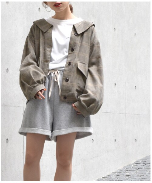 w closet(ダブルクローゼット)の「グレンチェック後ろレースアップ羽織り(ジャケット/アウター・レディース・ブラック×ベージュ/ブラウン・FREE/M/L)」の16枚目の写真