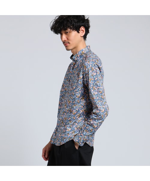 TAKEO KIKUCHI（タケオキクチ）の「LIBERTY FABRICプリントシャツ（トップス・メンズ・ネイビー(193)/ブラック(119)/ボルドー(164)・M/L/LL）」の6枚目の写真