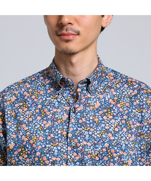 TAKEO KIKUCHI（タケオキクチ）の「LIBERTY FABRICプリントシャツ（トップス・メンズ・ネイビー(193)/ブラック(119)/ボルドー(164)・M/L/LL）」の8枚目の写真