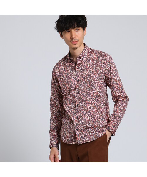 TAKEO KIKUCHI（タケオキクチ）の「LIBERTY FABRICプリントシャツ（トップス・メンズ・ネイビー(193)/ブラック(119)/ボルドー(164)・M/L/LL）」の3枚目の写真
