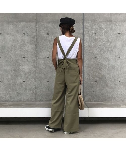 copine（コピン）の「バッグリボンワイドサロペット(2color)【クリックポスト対象商品】（サロペット/オーバーオール・レディース・その他）」の6枚目の写真