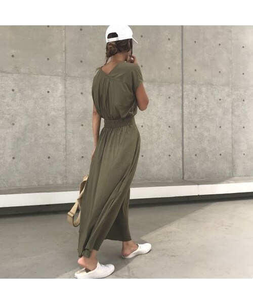 copine（コピン）の「ゆるてろ素材！背中VネックフレンチスリーブロングTシャツ(3color)【クリックポスト対象商品】（Tシャツ/カットソー・レディース・その他）」の13枚目の写真