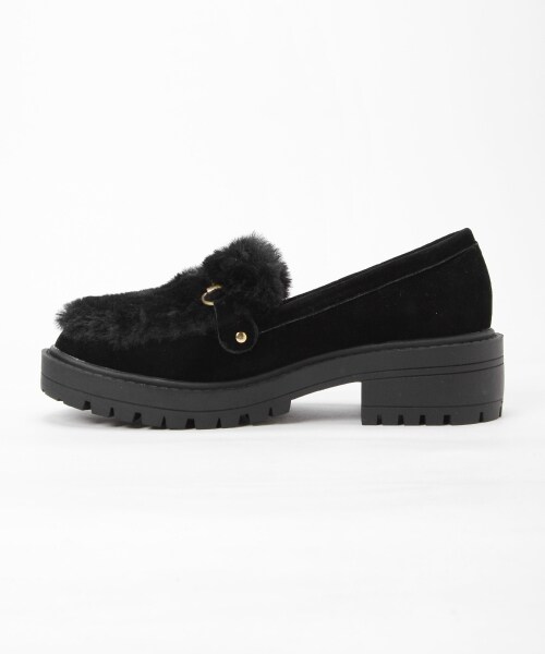 MAJESTIC LEGON（マジェスティックレゴン）の「【予約商品】【amelier】ビット付ファーローファー（シューズ・レディース・ブラック/アイボリー・M/L）」の4枚目の写真