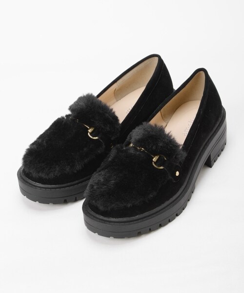 MAJESTIC LEGON（マジェスティックレゴン）の「【予約商品】【amelier】ビット付ファーローファー（シューズ・レディース・ブラック/アイボリー・M/L）」の3枚目の写真