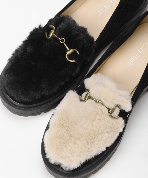 MAJESTIC LEGON（マジェスティックレゴン）の「【予約商品】【amelier】ビット付ファーローファー（シューズ・レディース・ブラック/アイボリー・M/L）」の8枚目の写真