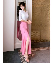 minsshop | ラバンスリットスラックス(スラックス)