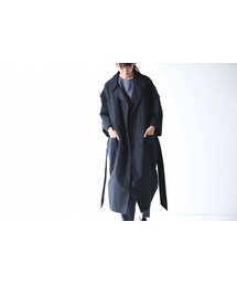 YANTOR | YANTOR Slab Linen Wool Long Coat / dark navy(トレンチコート)