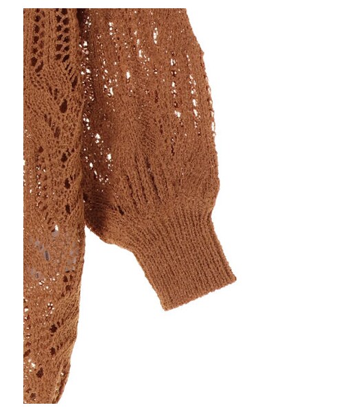 earth music&ecology（アースミュージックアンドエコロジー）の「・ブークレ透かし柄ニットプルオーバー（トップス・アイボリー/ライトグレー/ブラック/ピンク/キャメル/ブルーグリーン・F）」の7枚目の写真