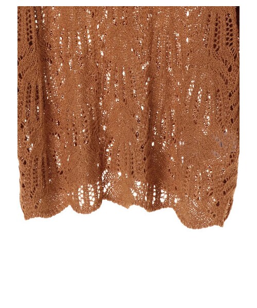 earth music&ecology（アースミュージックアンドエコロジー）の「・ブークレ透かし柄ニットプルオーバー（トップス・アイボリー/ライトグレー/ブラック/ピンク/キャメル/ブルーグリーン・F）」の8枚目の写真