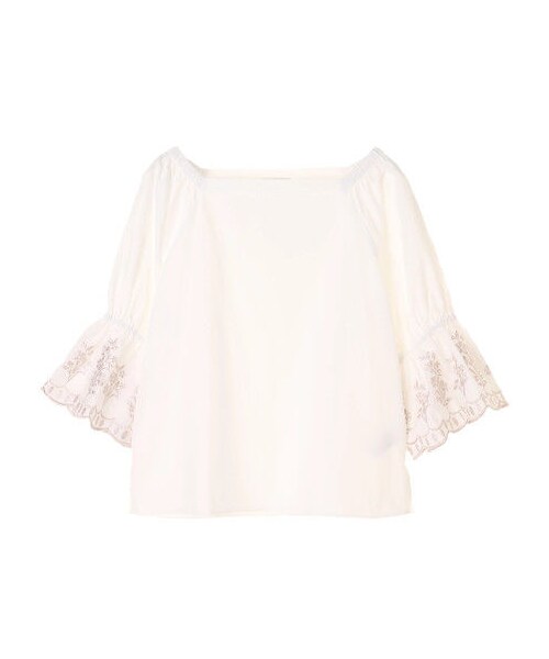 earth music&ecology（アースミュージックアンドエコロジー）の「スカラ刺繍プルオーバー（トップス・オフホワイト/ブラック/ライトピンク/ダークグリーン・F）」の6枚目の写真