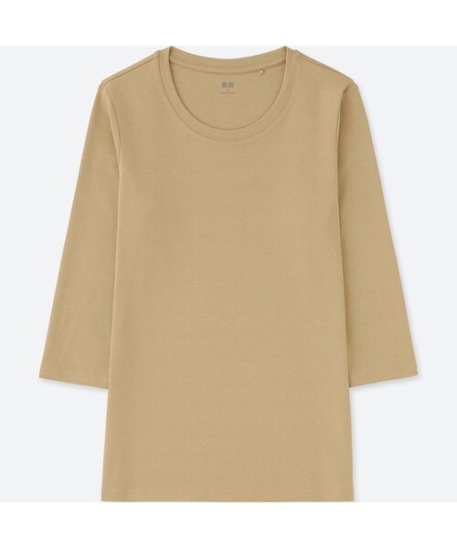 UNIQLO（ユニクロ）の「コンパクトコットンクルーネックT（7分袖）（Tシャツ/カットソー・レディース・BLUE 66/RED 13/BLACK 09/WHITE 00/GRAY 03/NAVY 69/DARK GRAY 08/BEIGE 31/DARK GREEN 58・S/M/3XL/XXL/XS/XL/L）」の6枚目の写真