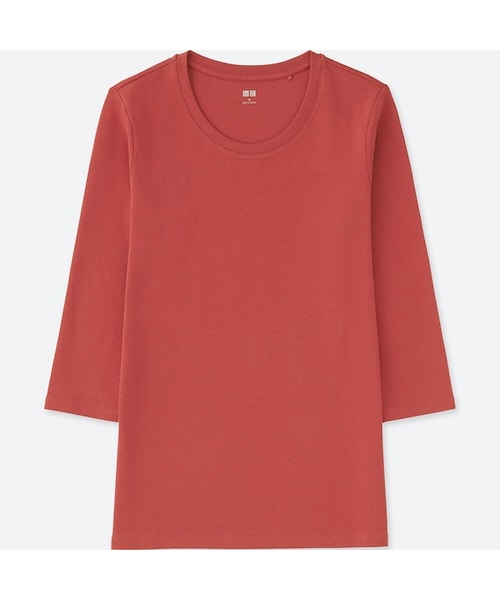 UNIQLO（ユニクロ）の「コンパクトコットンクルーネックT（7分袖）（Tシャツ/カットソー・レディース・BLUE 66/RED 13/BLACK 09/WHITE 00/GRAY 03/NAVY 69/DARK GRAY 08/BEIGE 31/DARK GREEN 58・S/M/3XL/XXL/XS/XL/L）」の9枚目の写真