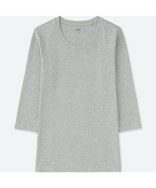 UNIQLO（ユニクロ）の「コンパクトコットンクルーネックT（7分袖）（Tシャツ/カットソー・レディース・BLUE 66/RED 13/BLACK 09/WHITE 00/GRAY 03/NAVY 69/DARK GRAY 08/BEIGE 31/DARK GREEN 58・S/M/3XL/XXL/XS/XL/L）」の4枚目の写真